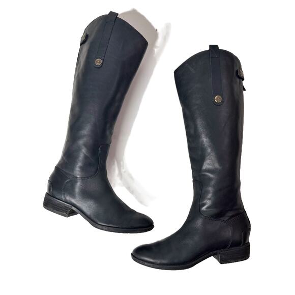 Sam Edelman Penny Riding Boot Womens size 7 Black Leather - Picture 2 of 16